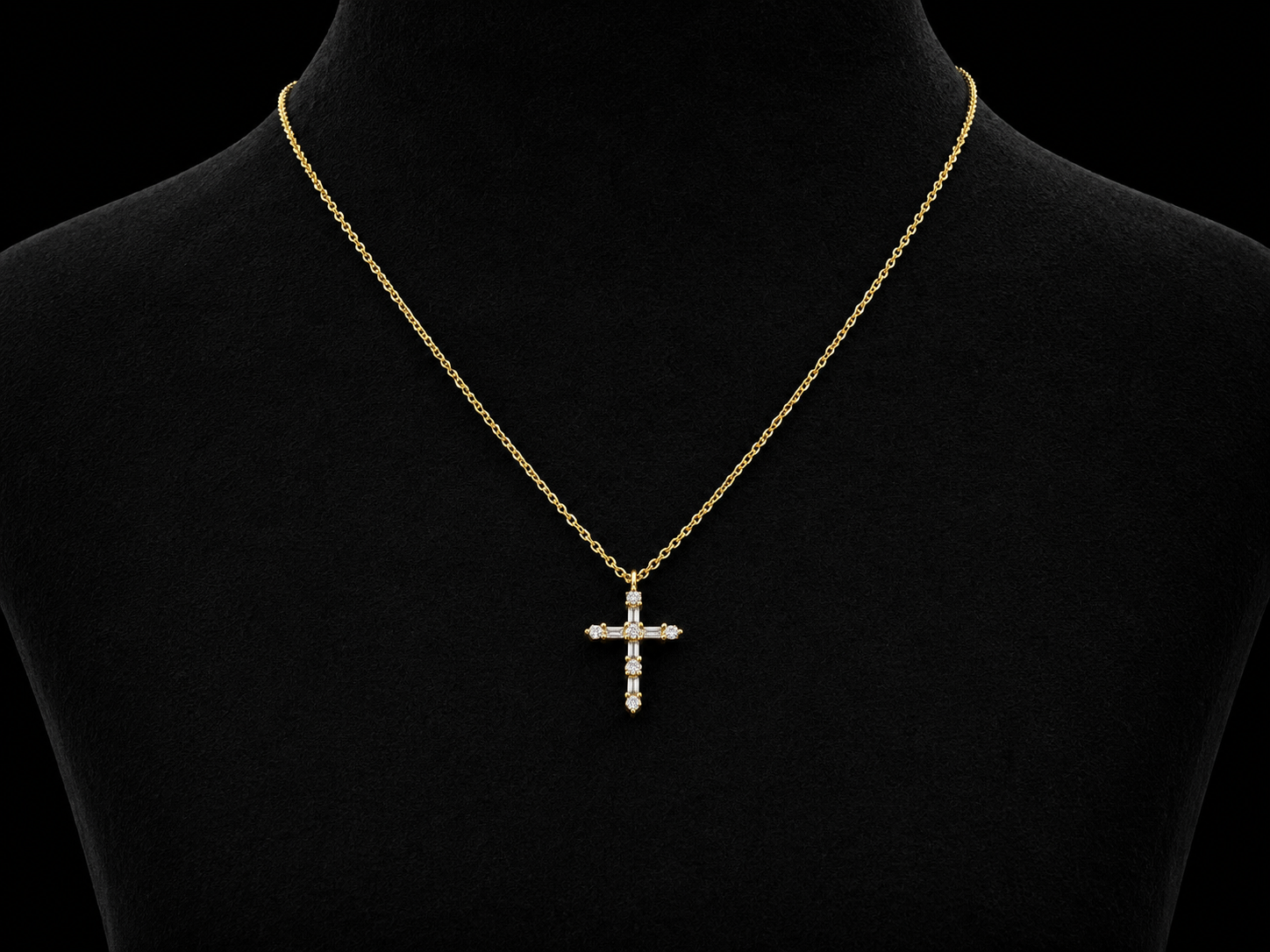 14K Yellow Gold Diamond Cross Necklace Angelica Jewellers