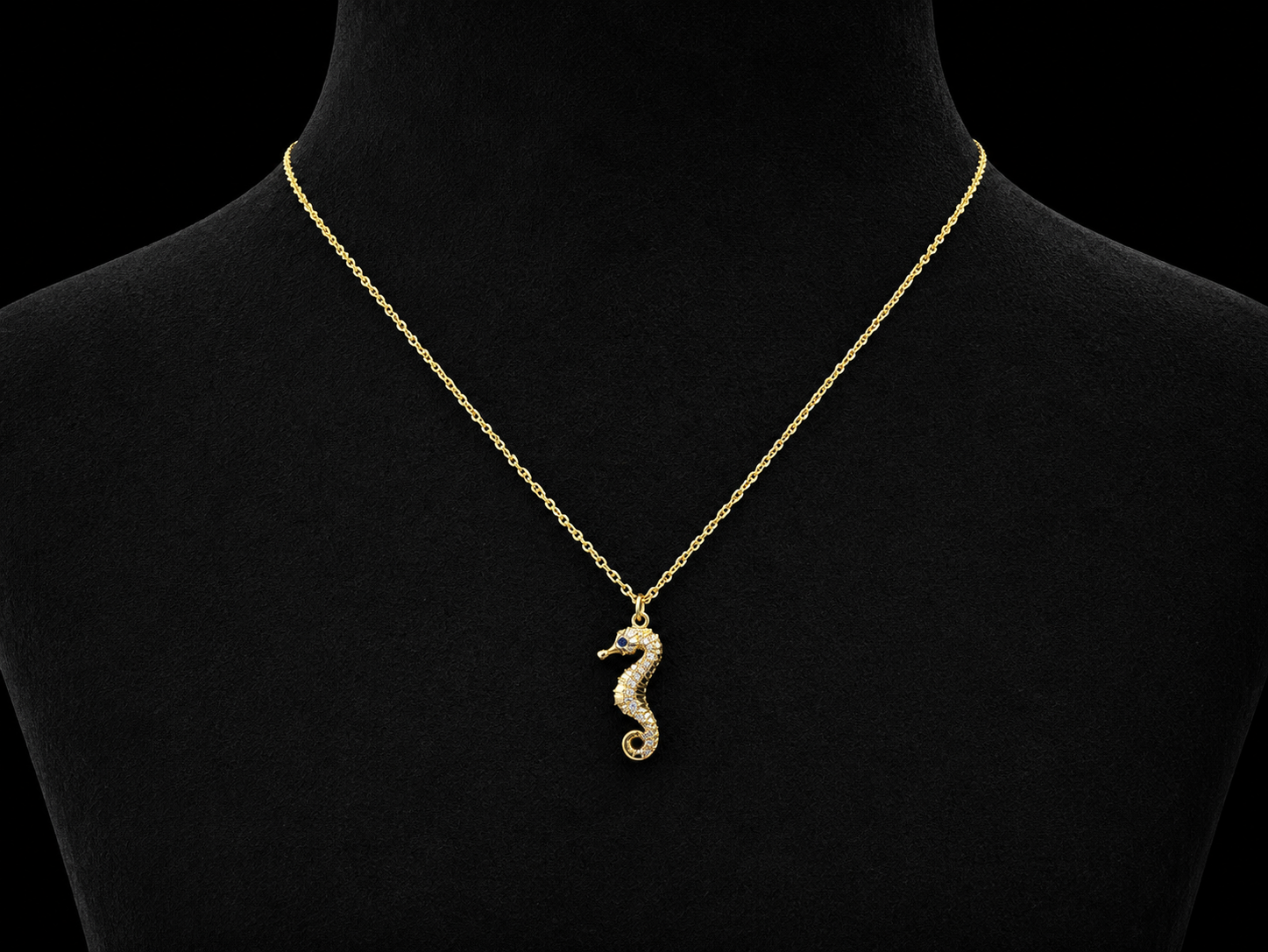 14K Yellow Gold Diamond Seahorse Necklace Angelica Jewellers