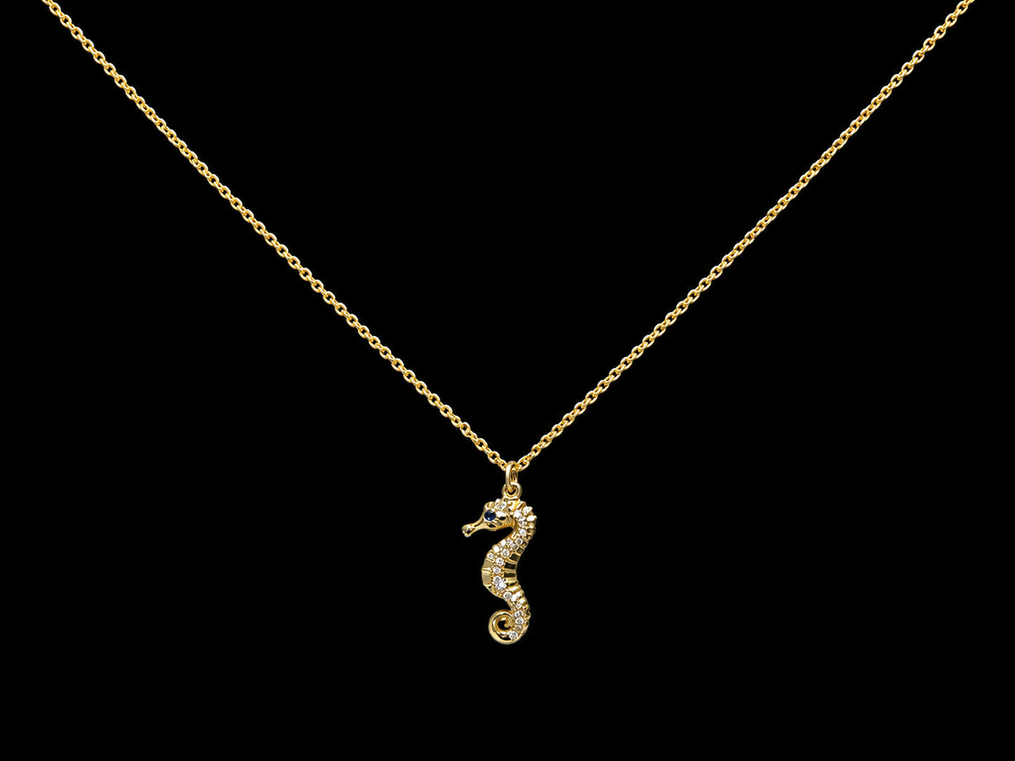 14K Yellow Gold Diamond Seahorse Necklace Angelica Jewellers