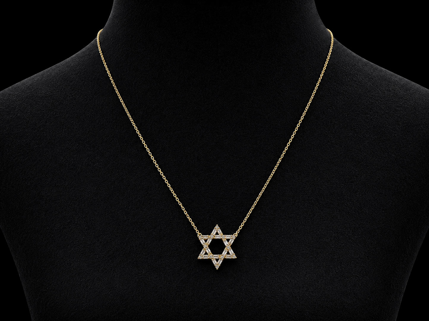 14K Yellow Gold Star of David Diamond Necklace – 0.30 CTW Natural Diamonds Angelica Jewellers