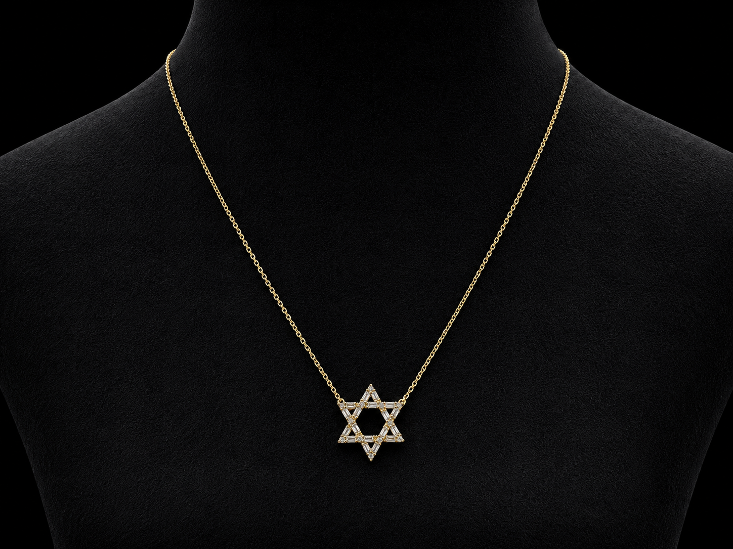14K Yellow Gold Star of David Diamond Necklace – 0.30 CTW Natural Diamonds Angelica Jewellers