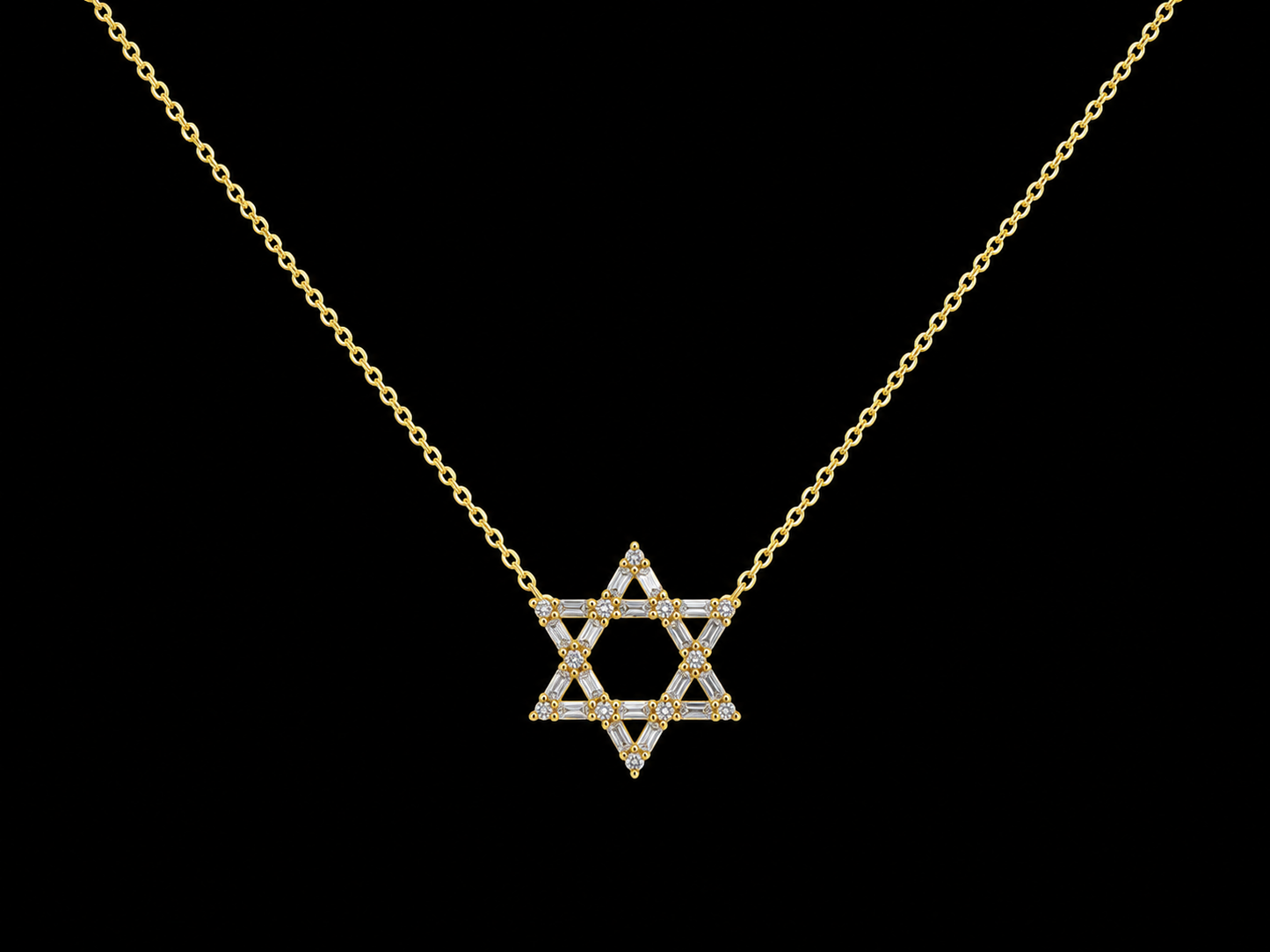14K Yellow Gold Star of David Diamond Necklace – 0.30 CTW Natural Diamonds Angelica Jewellers