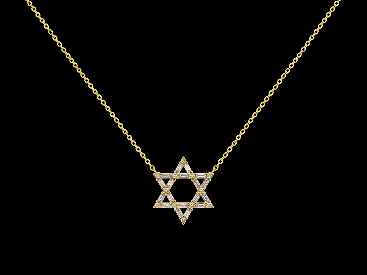 14K Yellow Gold Star of David Diamond Necklace – 0.30 CTW Natural Diamonds Angelica Jewellers