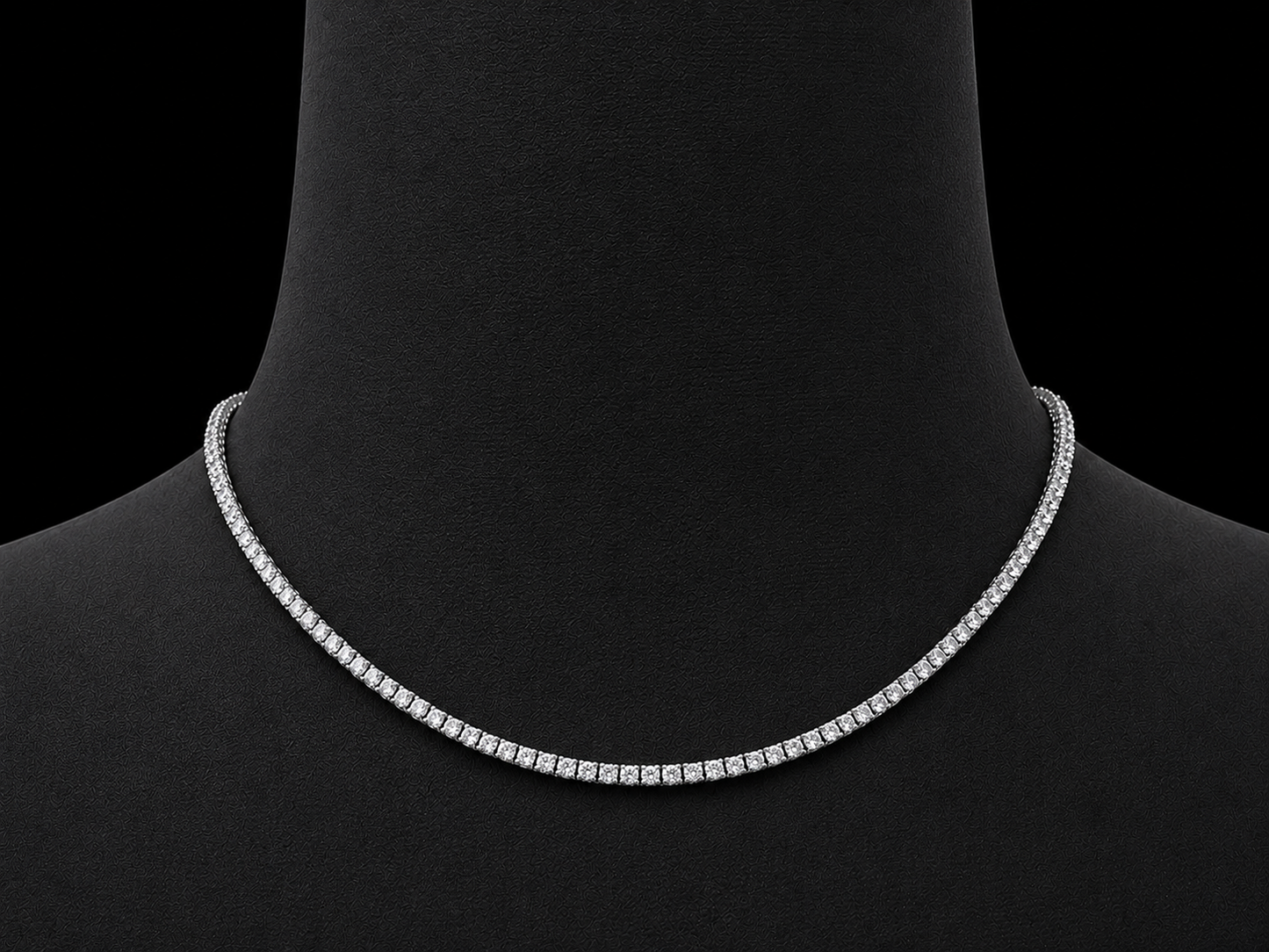 14K White Gold Natural Diamond Tennis Necklace – 3.50 CTW | VVS Clarity | D–F Color | 17" Angelica Jewellers