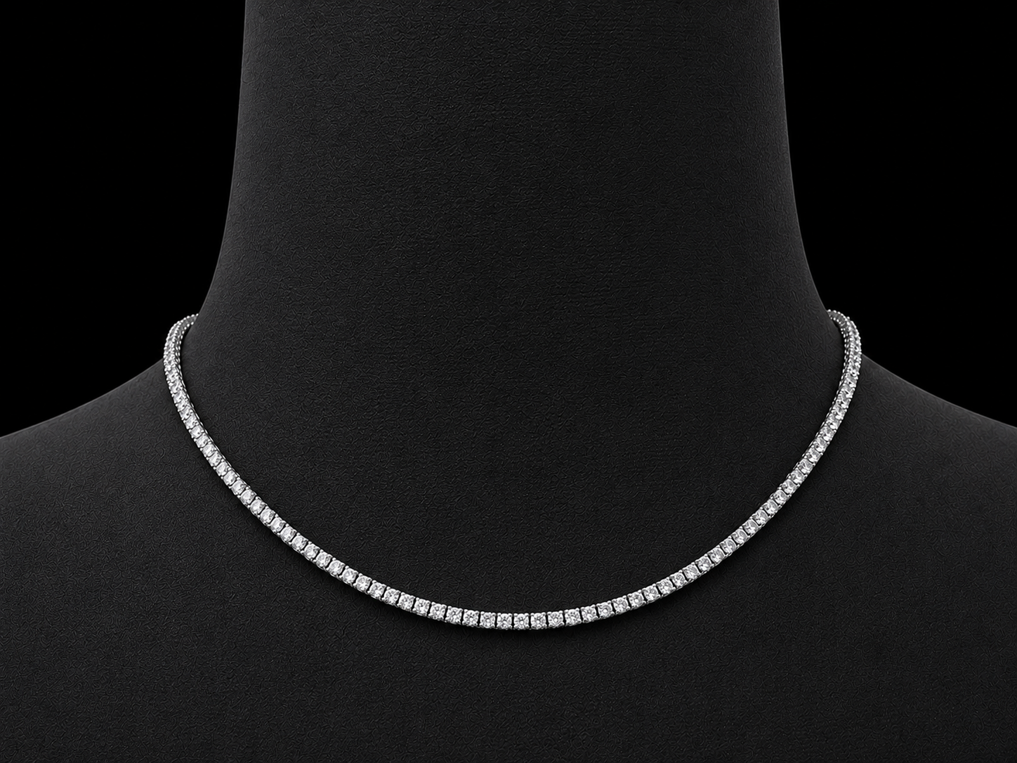 14K White Gold Natural Diamond Tennis Necklace – 3.50 CTW | VVS Clarity | D–F Color | 17" Angelica Jewellers