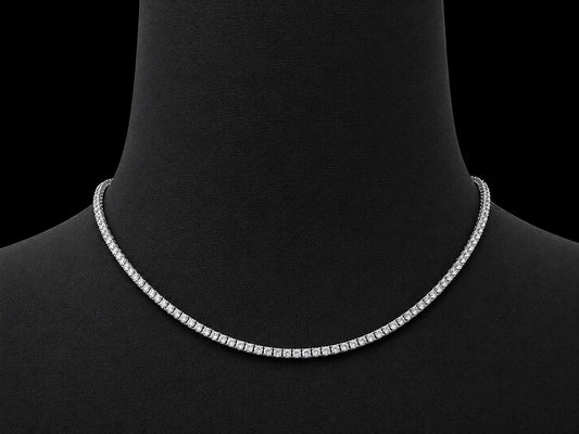 14K White Gold Natural Diamond Tennis Necklace – 3.50 CTW | VVS Clarity | D–F Color | 17" Angelica Jewellers