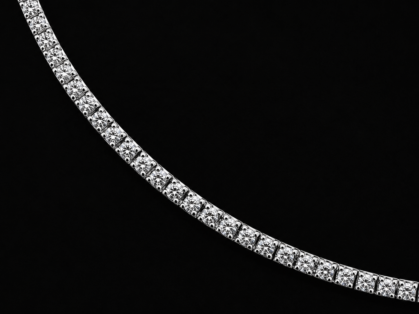 14K White Gold Natural Diamond Tennis Necklace – 3.50 CTW | VVS Clarity | D–F Color | 17" Angelica Jewellers