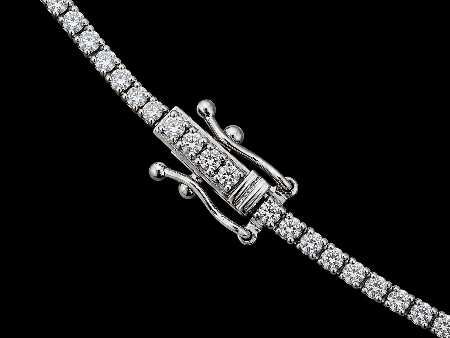 14K White Gold Natural Diamond Tennis Necklace – 3.50 CTW | VVS Clarity | D–F Color | 17" Angelica Jewellers