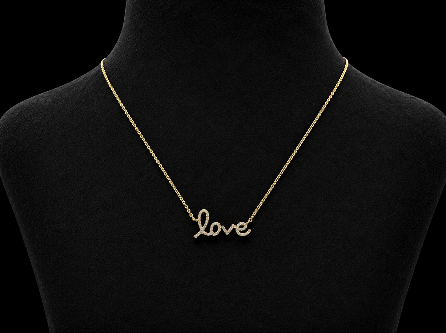14K Yellow Gold Diamond "Love" Necklace Angelica Jewellers