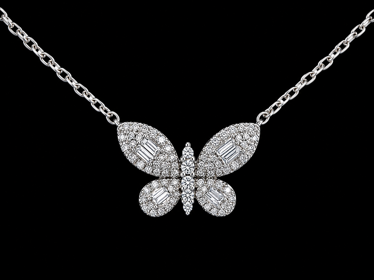 14K White Gold Diamond Butterfly Necklace Angelica Jewellers