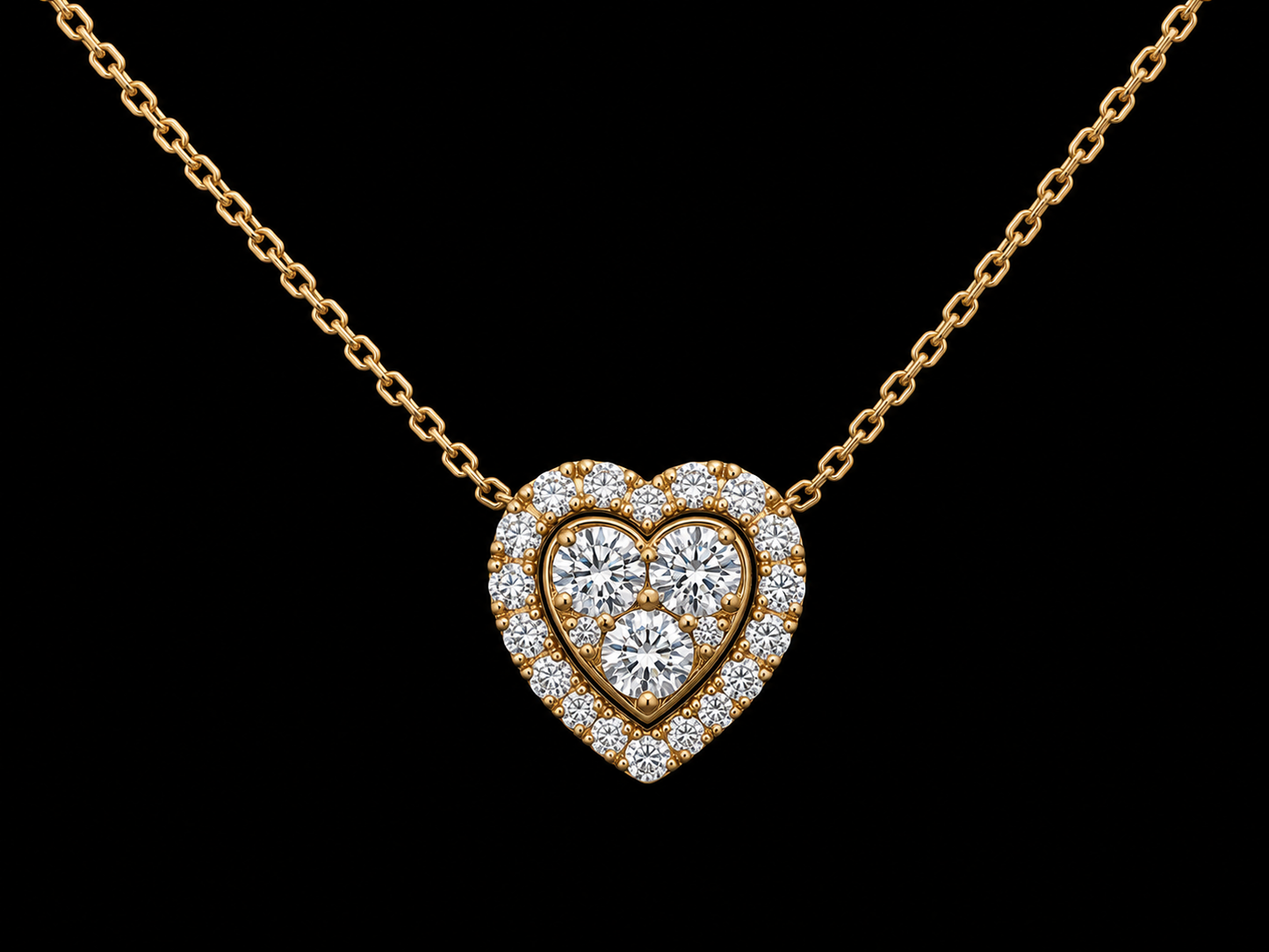 Title: 18K Yellow Gold Lab-Grown Diamond Trilogy Heart Necklace – 0.60 CT Angelica Jewellers