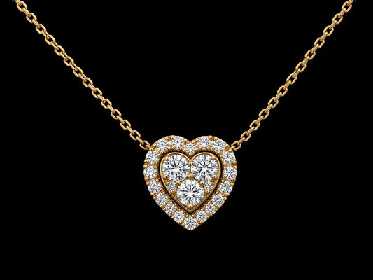 Title: 18K Yellow Gold Lab-Grown Diamond Trilogy Heart Necklace – 0.60 CT Angelica Jewellers