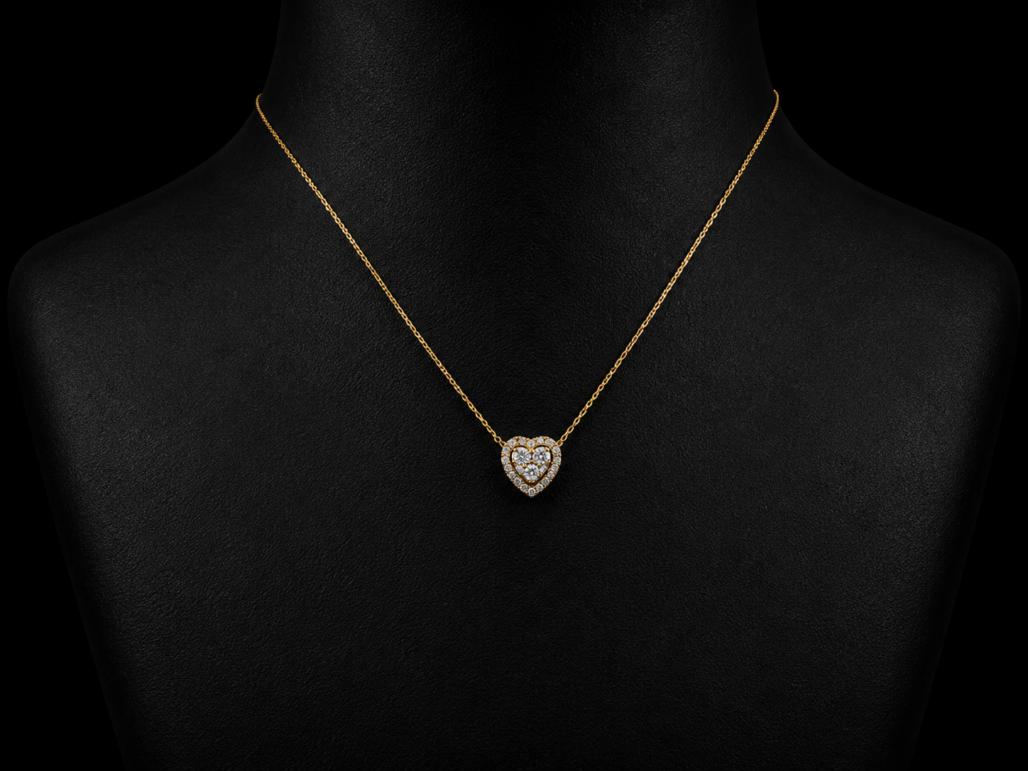 Title: 18K Yellow Gold Lab-Grown Diamond Trilogy Heart Necklace – 0.60 CT Angelica Jewellers