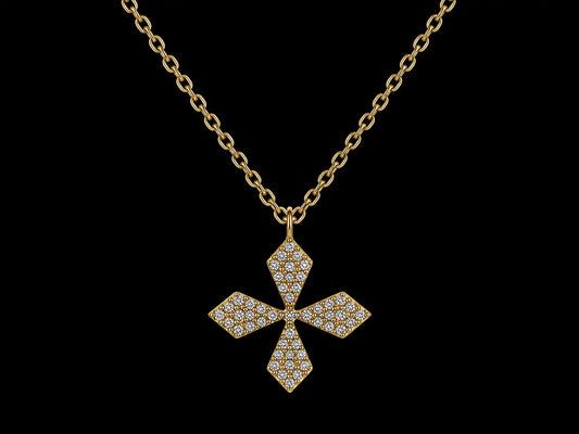 14K Yellow Gold Natural Diamond Cross Necklace – 0.10 CT Angelica Jewellers