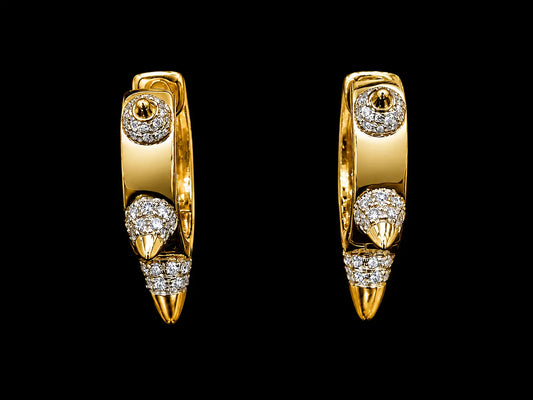 14K Yellow Gold Diamond Spike Hoop Earrings superbell