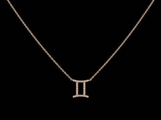 14K Yellow Gold Ancient Greek Zodiac Diamond Necklace – Gemini Angelica Jewellers