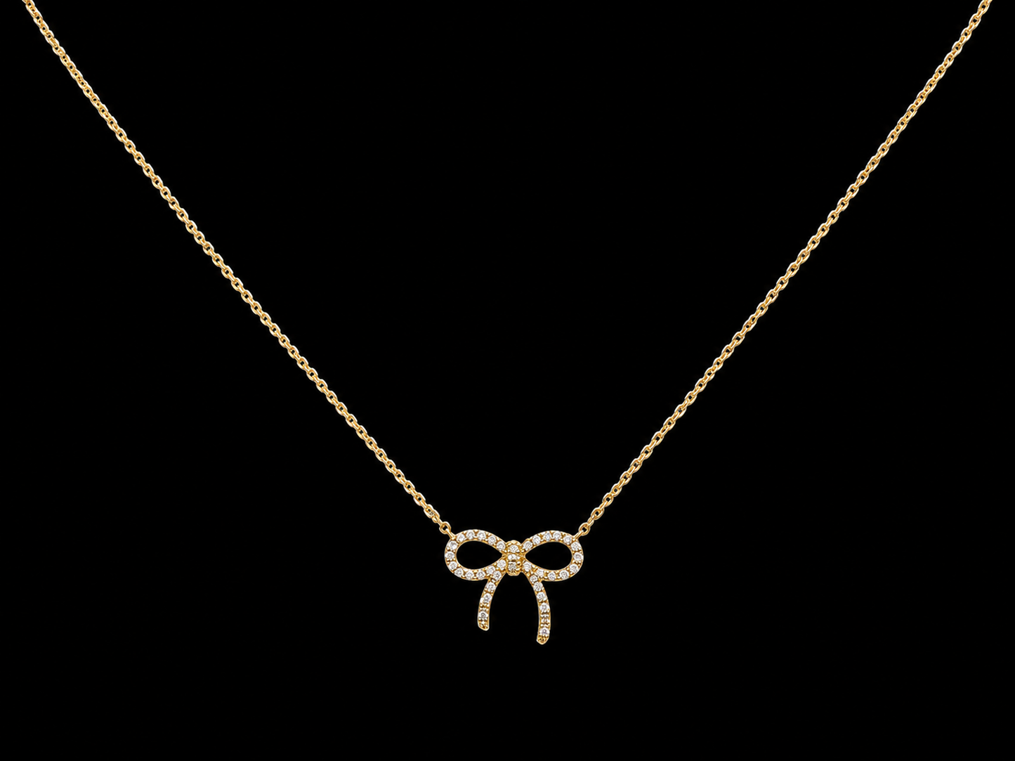 14K Yellow Gold Diamond Bow Necklace Angelica Jewellers