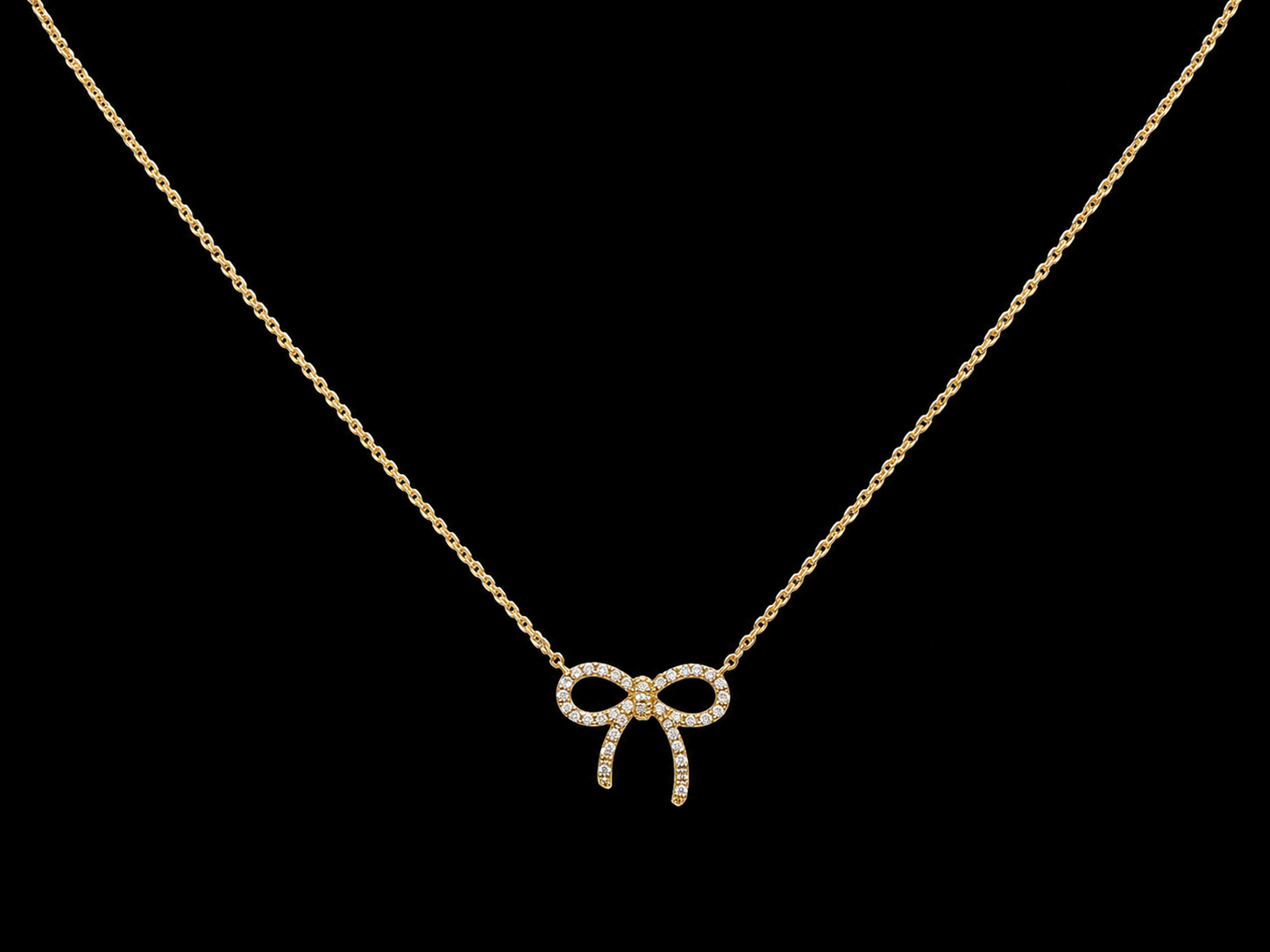 14K Yellow Gold Diamond Bow Necklace Angelica Jewellers