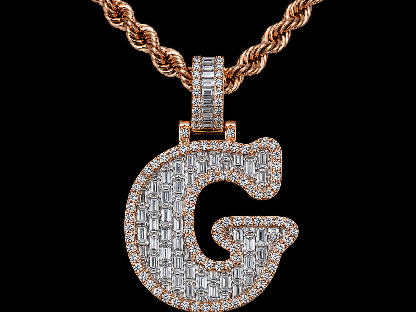 10K Rose Gold G Initial Diamond Pendant – 1.69 CT Angelica Jewellers