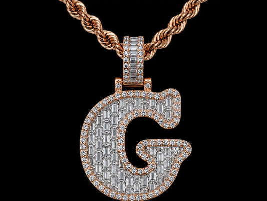 10K Rose Gold G Initial Diamond Pendant – 1.69 CT Angelica Jewellers