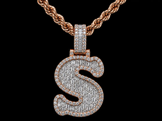 10K Rose Gold S Initial Diamond Pendant – 1. 28 CT Angelica Jewellers