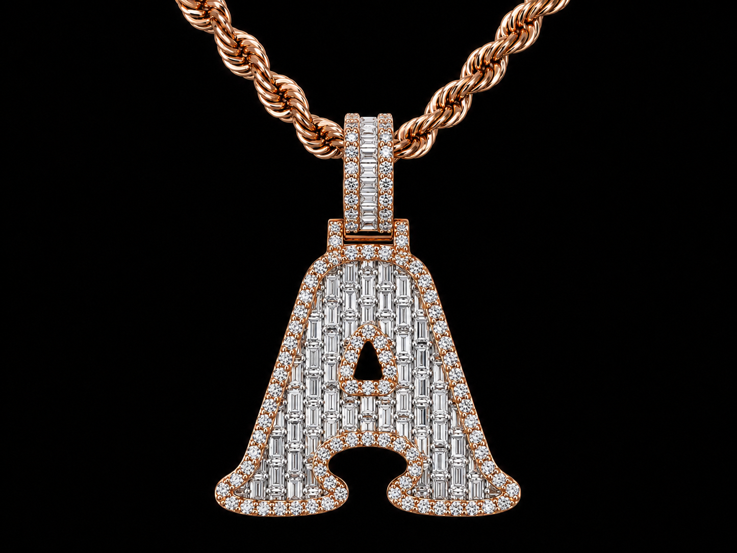 14K Rose Gold G Initial Diamond Pendant – 1.40 CT Angelica Jewellers