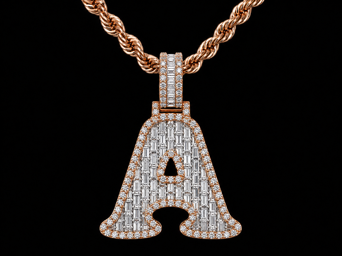 14K Rose Gold G Initial Diamond Pendant – 1.40 CT Angelica Jewellers
