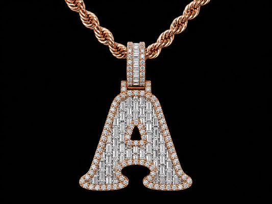 14K Rose Gold G Initial Diamond Pendant – 1.40 CT Angelica Jewellers