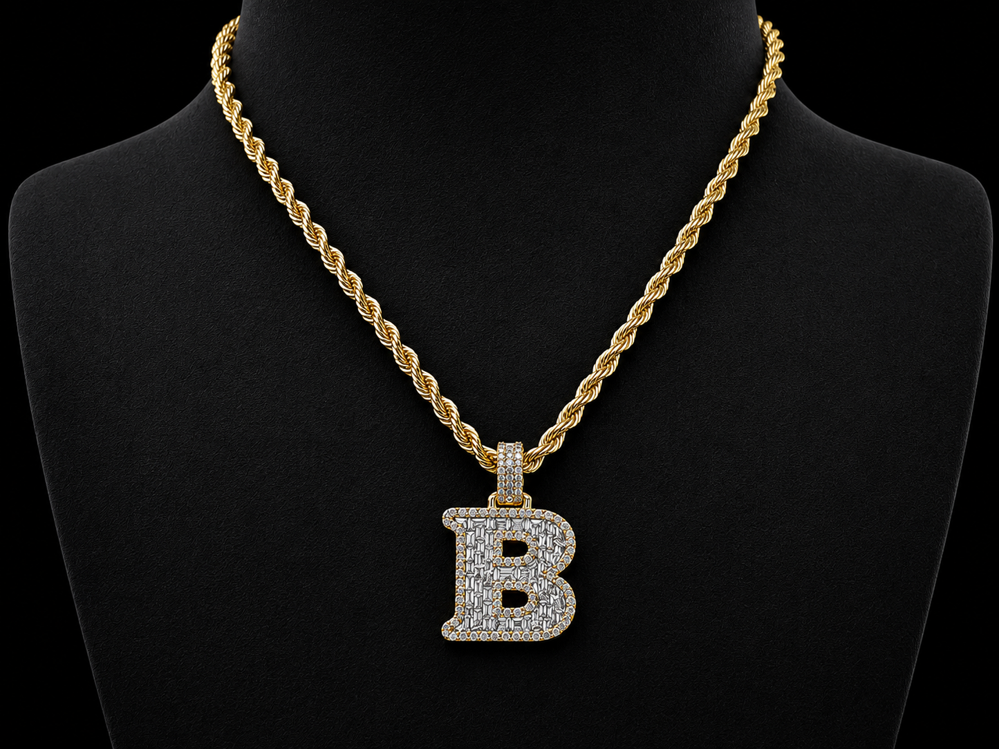 10K Yellow Gold B Initial Diamond Pendant – 1. 73CT Angelica Jewellers