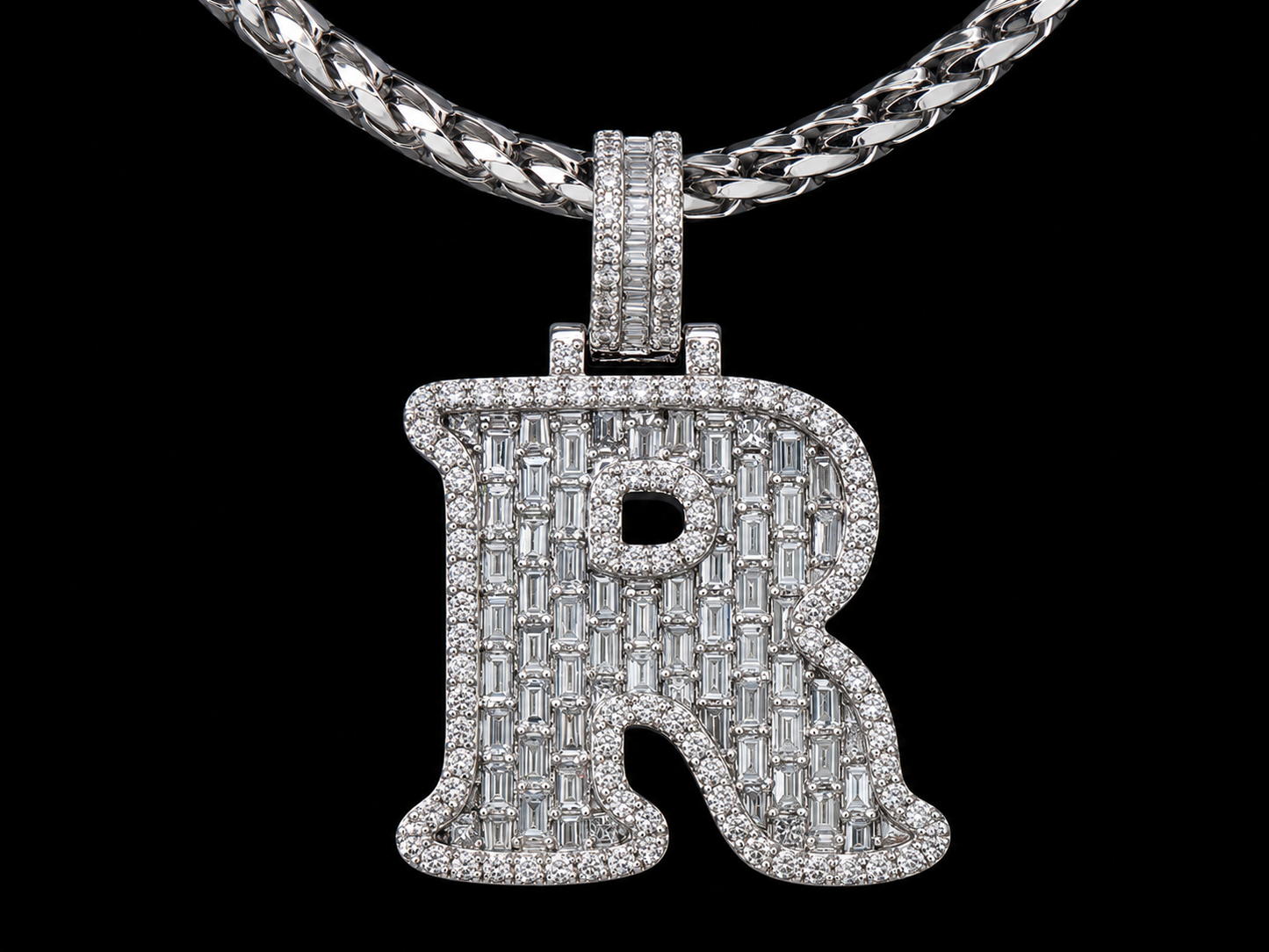 10K White Gold R Initial Diamond Pendant – 1. 71 CT Angelica Jewellers