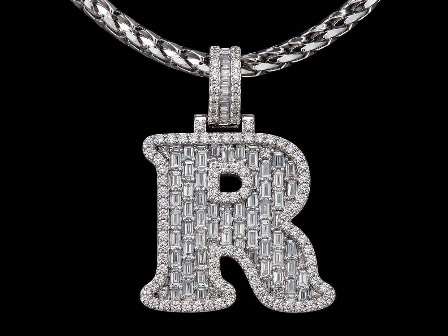 10K White Gold R Initial Diamond Pendant – 1. 71 CT Angelica Jewellers