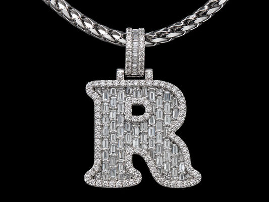 10K White Gold R Initial Diamond Pendant – 1. 71 CT Angelica Jewellers
