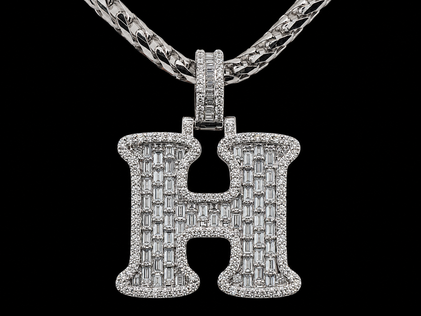10K White Gold H Initial Diamond Pendant – 1. 72CT Angelica Jewellers