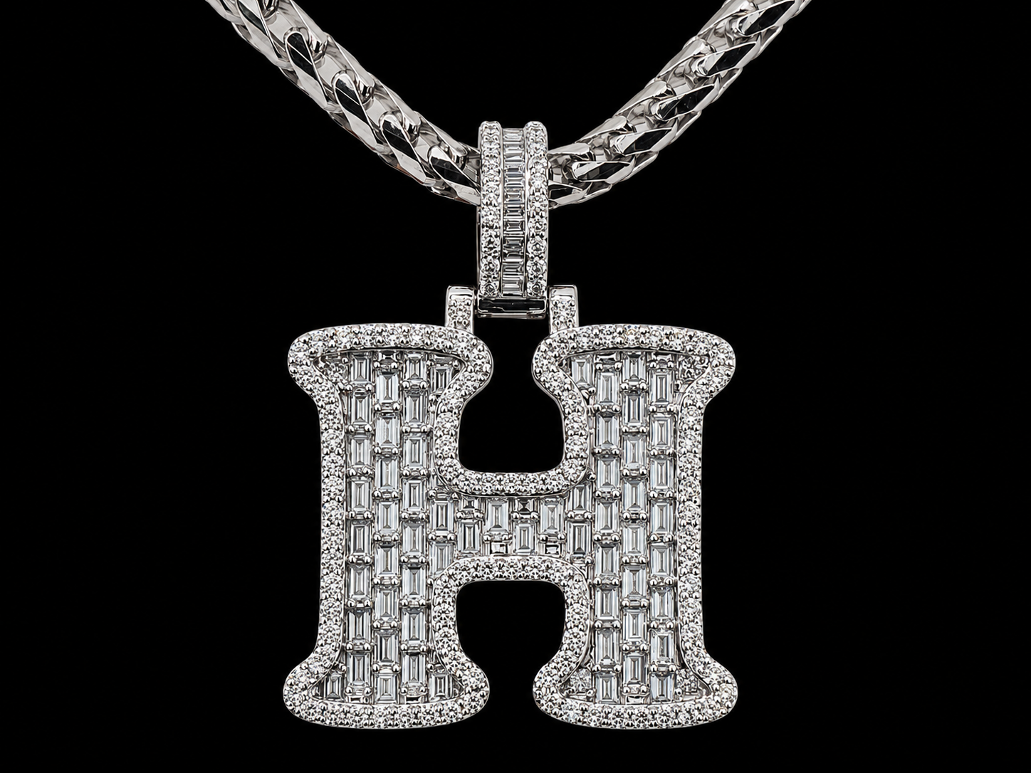 10K White Gold H Initial Diamond Pendant – 1. 72CT Angelica Jewellers