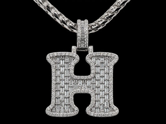 10K White Gold H Initial Diamond Pendant – 1. 72CT Angelica Jewellers