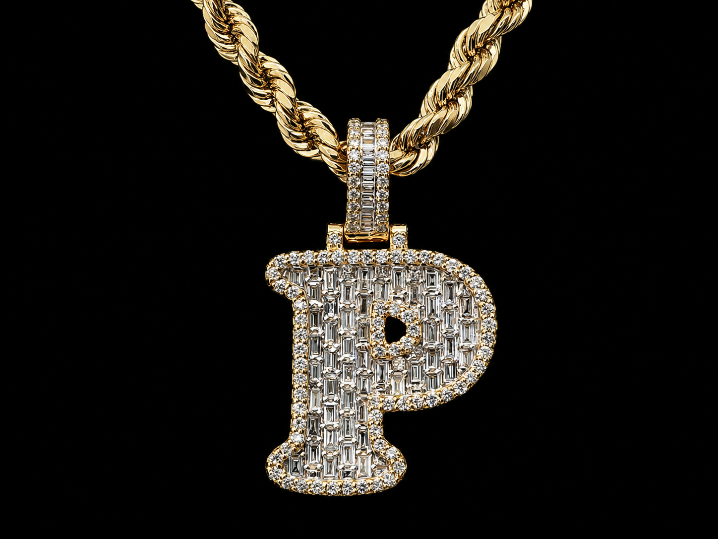 10K Yellow Gold P Initial Diamond Pendant – 1. 41 CT Angelica Jewellers