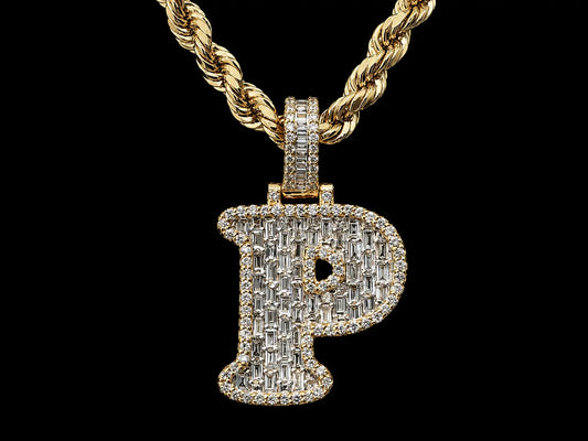 10K Yellow Gold P Initial Diamond Pendant – 1. 41 CT Angelica Jewellers