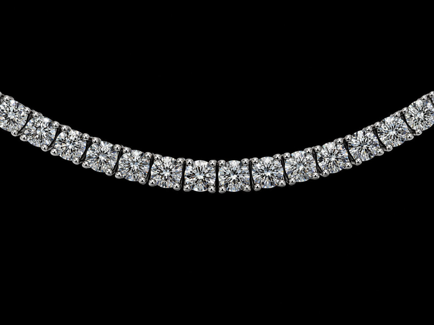 14K White Gold Natural Diamond Tennis Necklace – 3.50 CTW | VVS Clarity | D–F Color | 17" (Copy) Angelica Jewellers