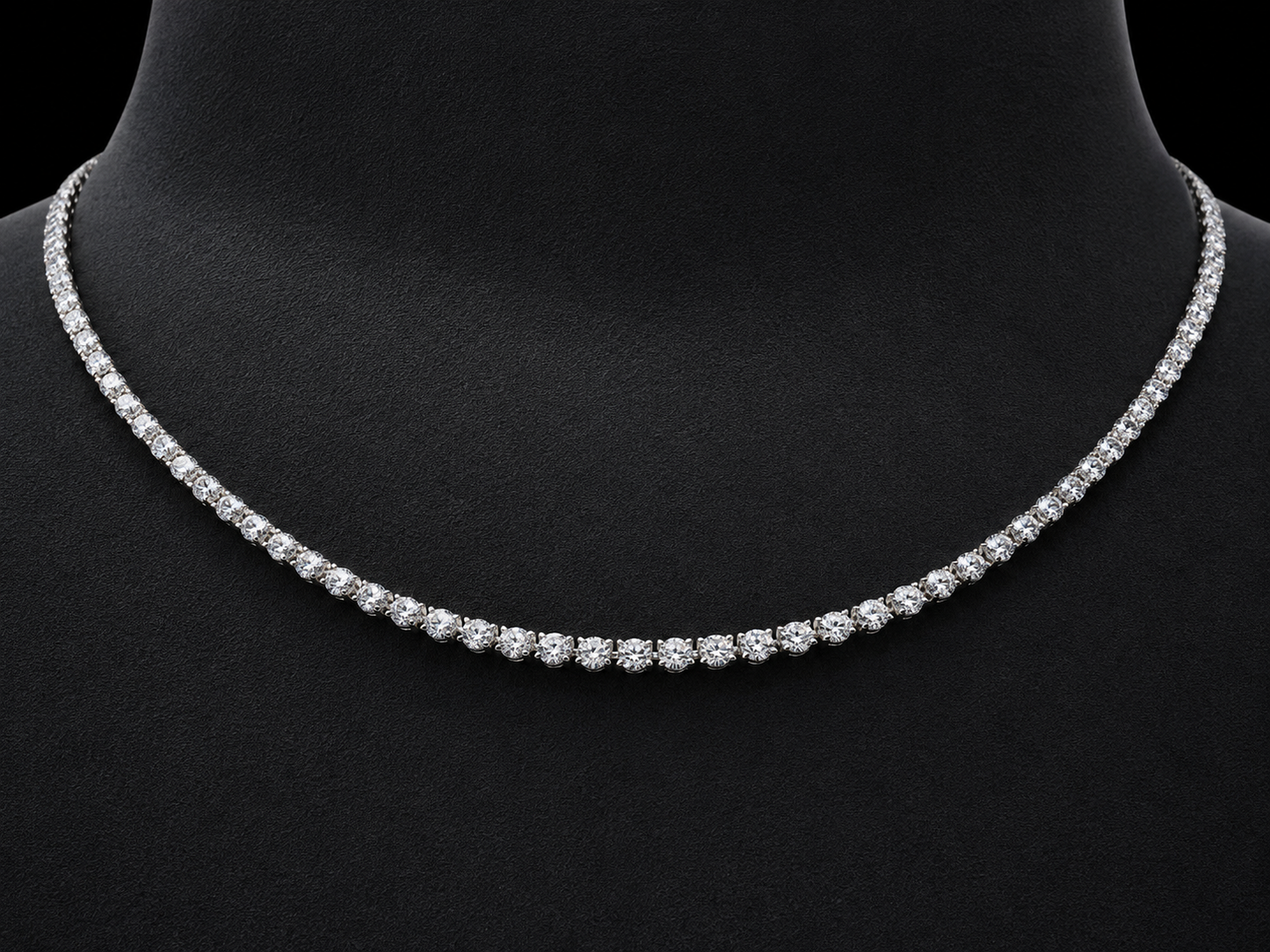 14K White Gold Crown-Set Diamond Tennis Necklace – 3.90 CT Angelica Jewellers