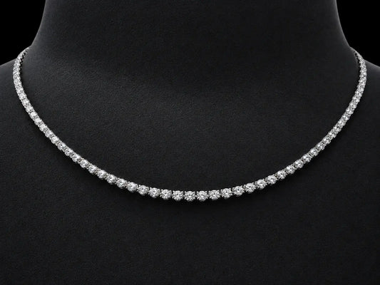 14K White Gold Crown-Set Diamond Tennis Necklace – 3.90 CT Angelica Jewellers