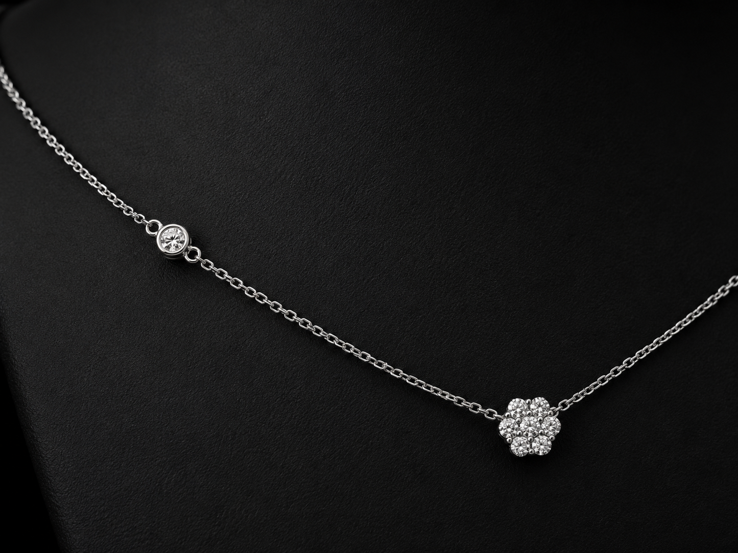 14K White Gold Crown-Set Diamond Tennis Necklace – 3.90 CT (Copy) Angelica Jewellers