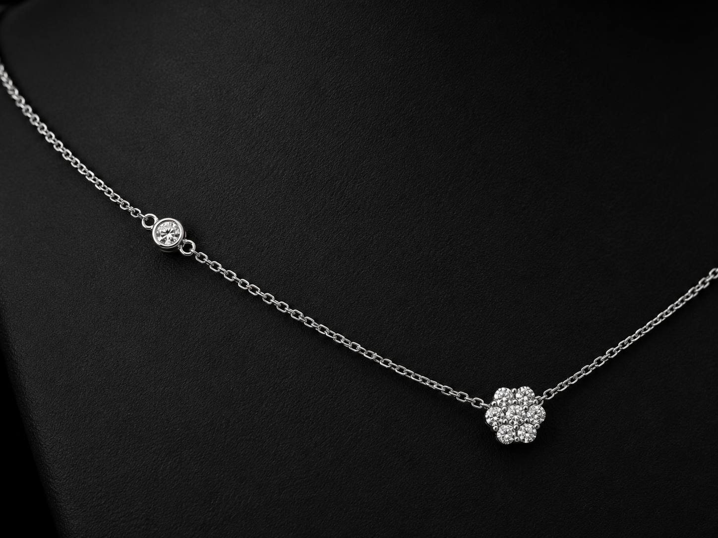 14K White Gold Crown-Set Diamond Tennis Necklace – 3.90 CT (Copy) Angelica Jewellers