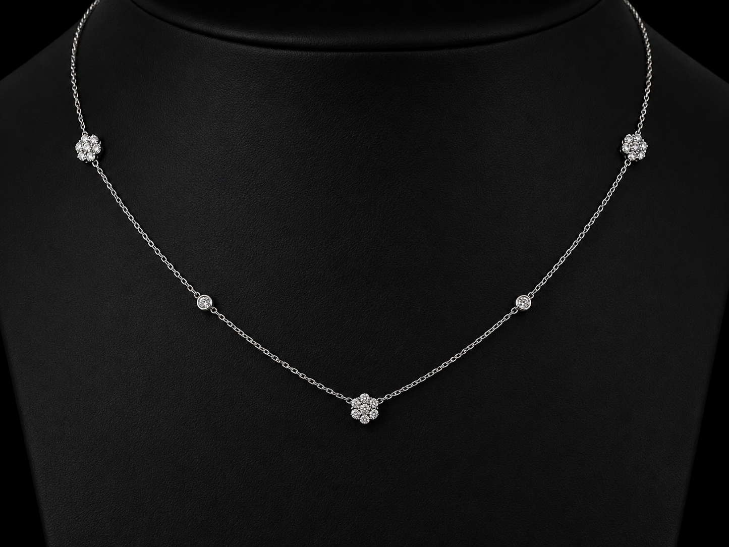 14K White Gold Crown-Set Diamond Tennis Necklace – 3.90 CT (Copy) Angelica Jewellers