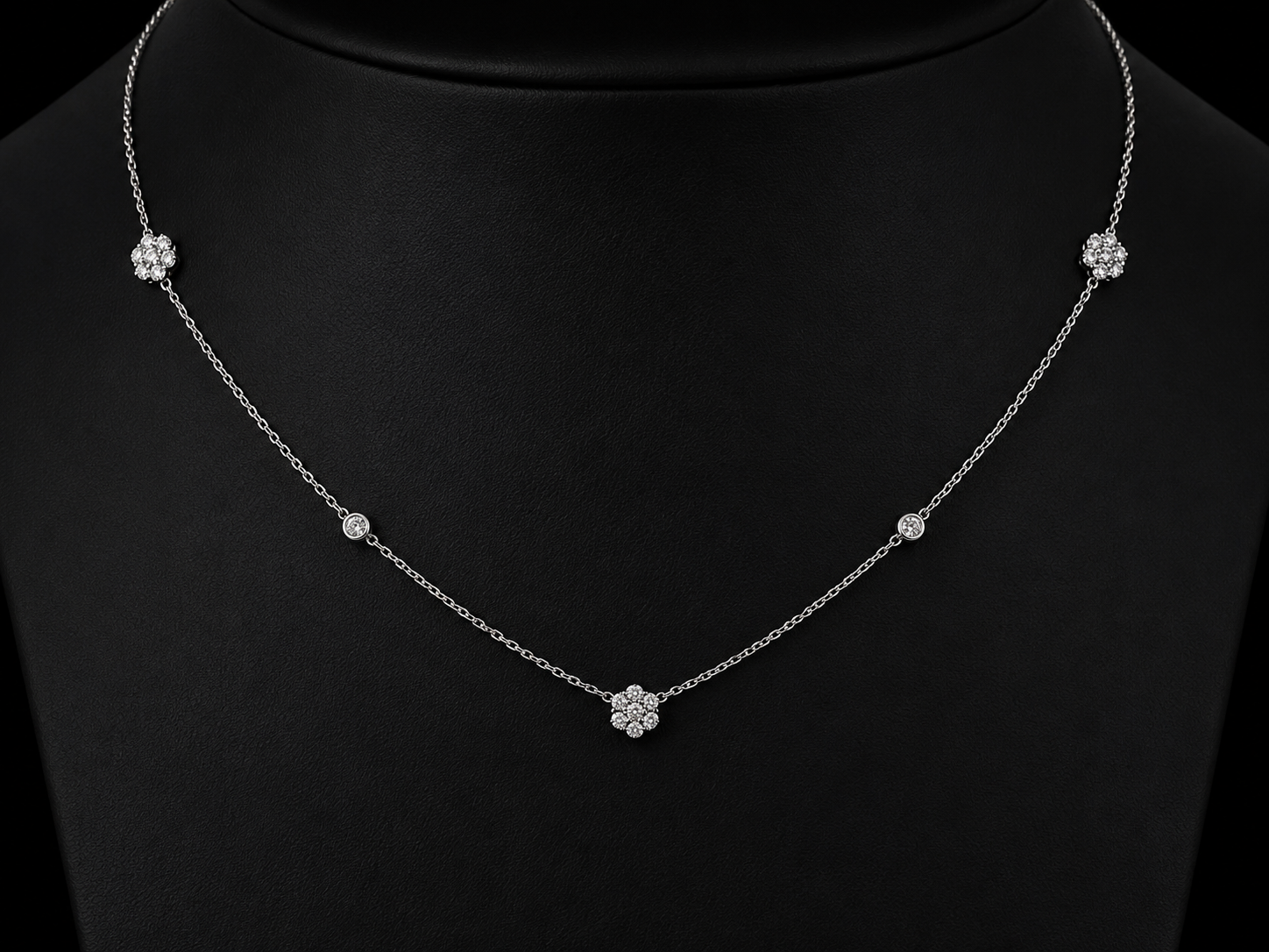 14K White Gold Crown-Set Diamond Tennis Necklace – 3.90 CT (Copy) Angelica Jewellers