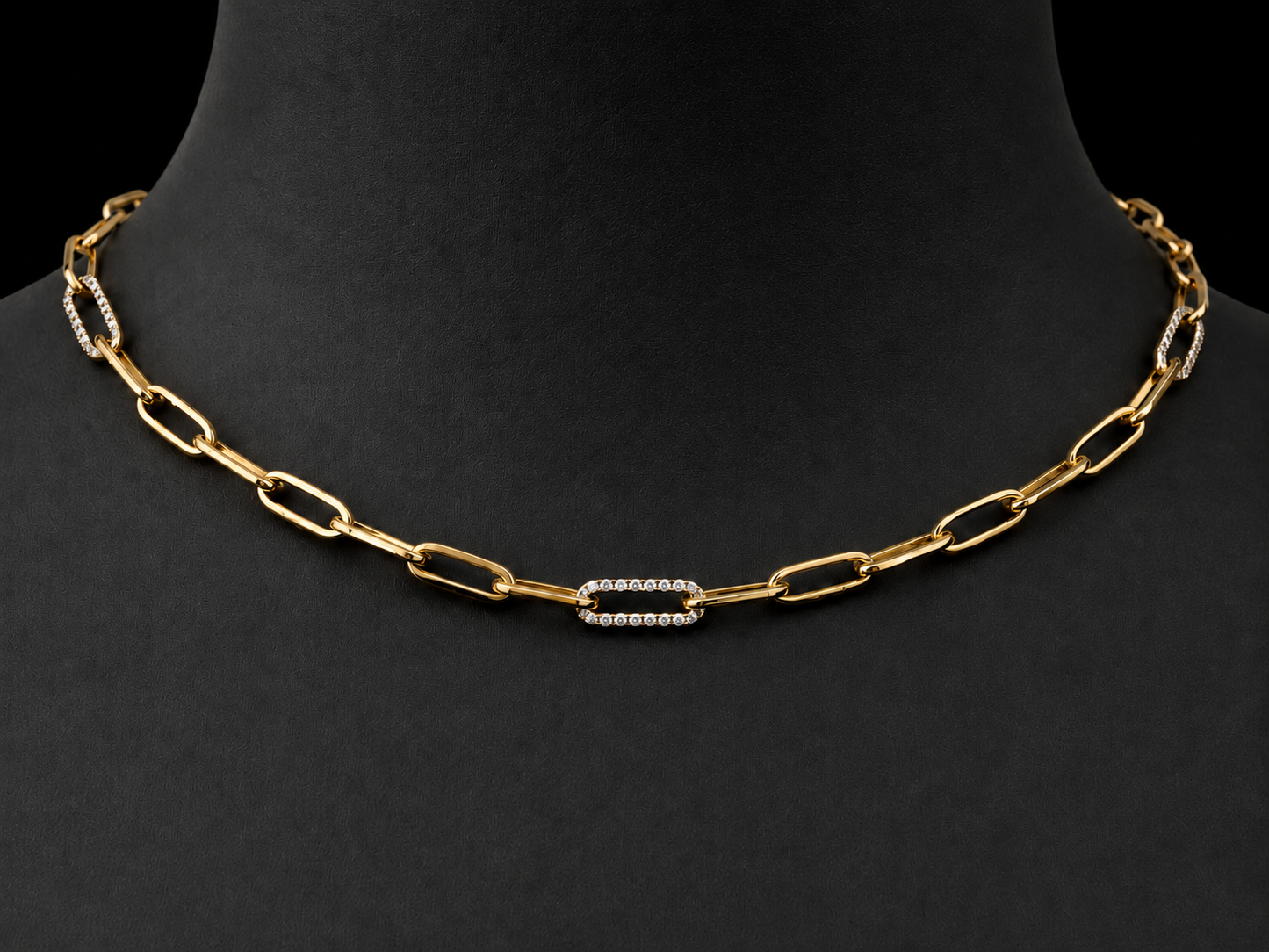 14K Two-Tone Gold Three-Station Diamond Paperclip Necklace – 0.80 CT Angelica Jewellers