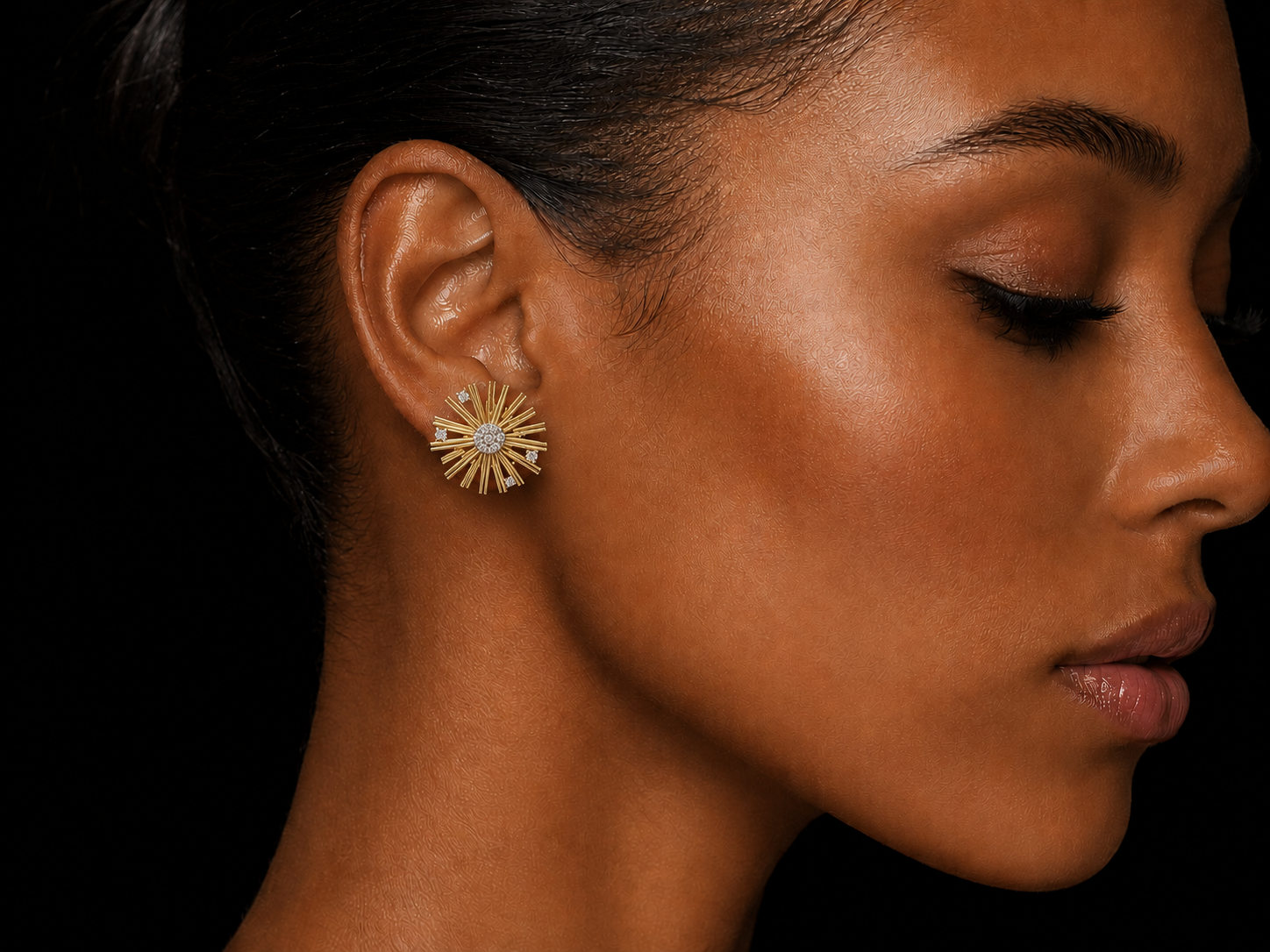14K Yellow Gold Sunburst Diamond Stud Earrings – 0.21 CT SI1 G–F Diamonds | Vintage-Inspired Radiant Design superbell