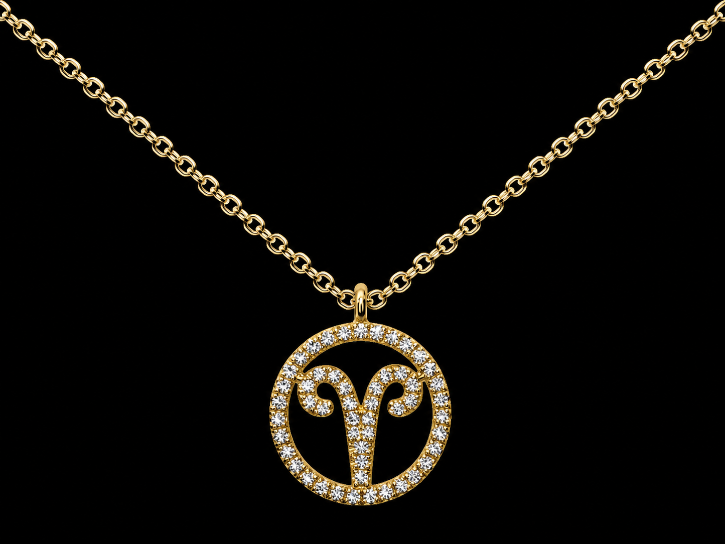 14K Yellow Gold Aries Zodiac Natural Diamond Necklace – 0.13 CT Angelica Jewellers