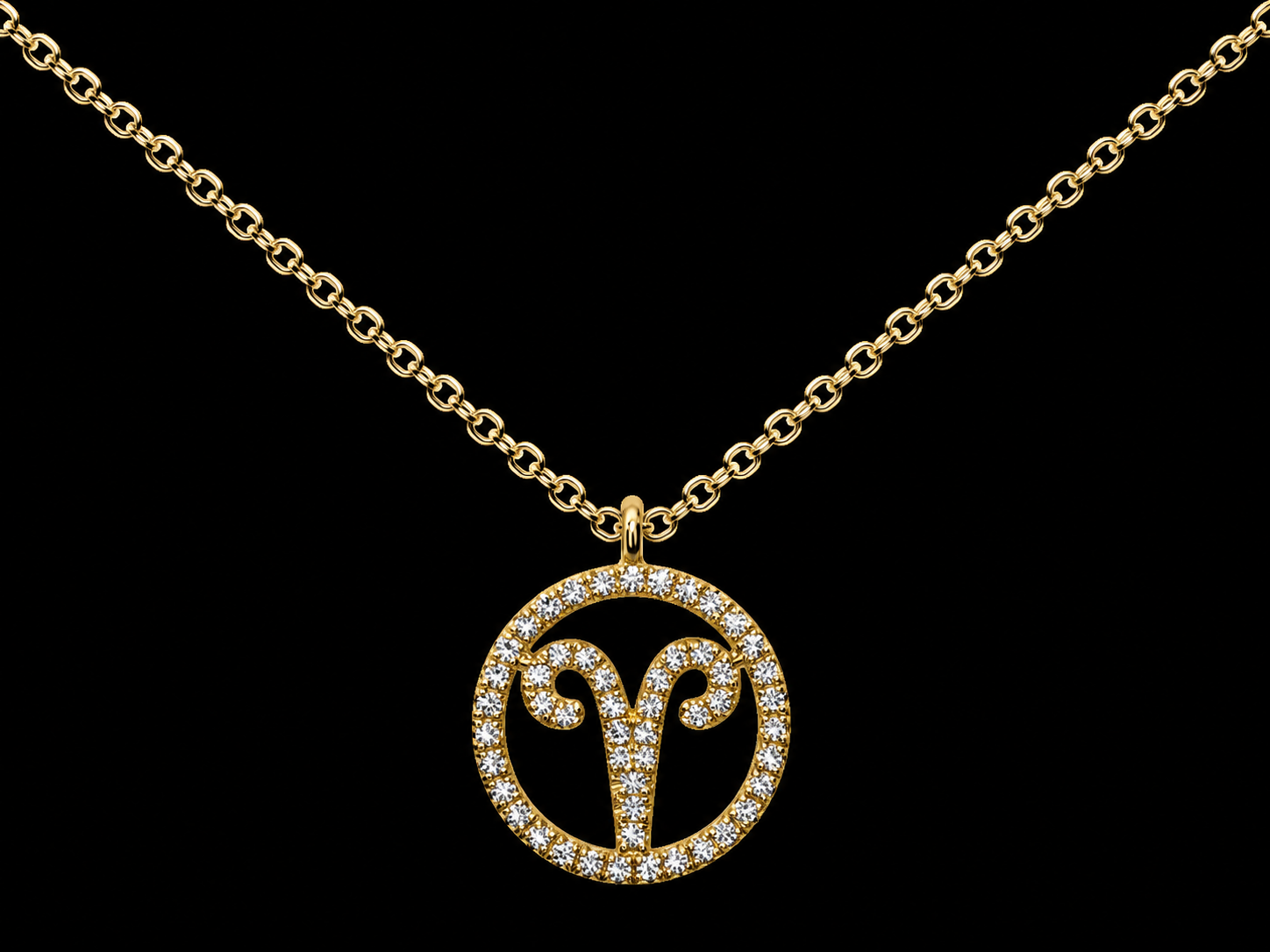14K Yellow Gold Aries Zodiac Natural Diamond Necklace – 0.13 CT Angelica Jewellers