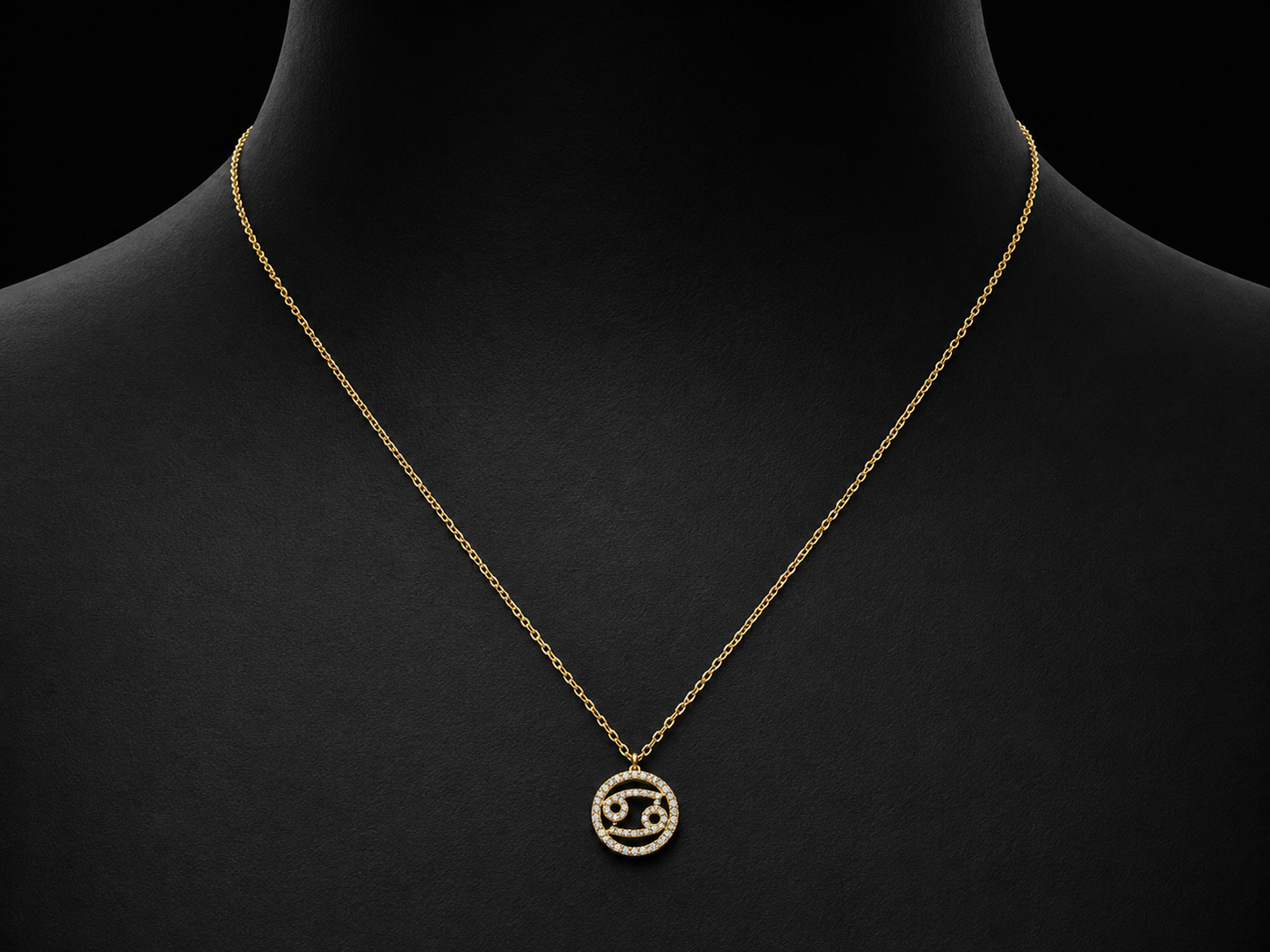 14K Yellow Gold Cancer Zodiac Natural Diamond Necklace – 0.15 CT Angelica Jewellers