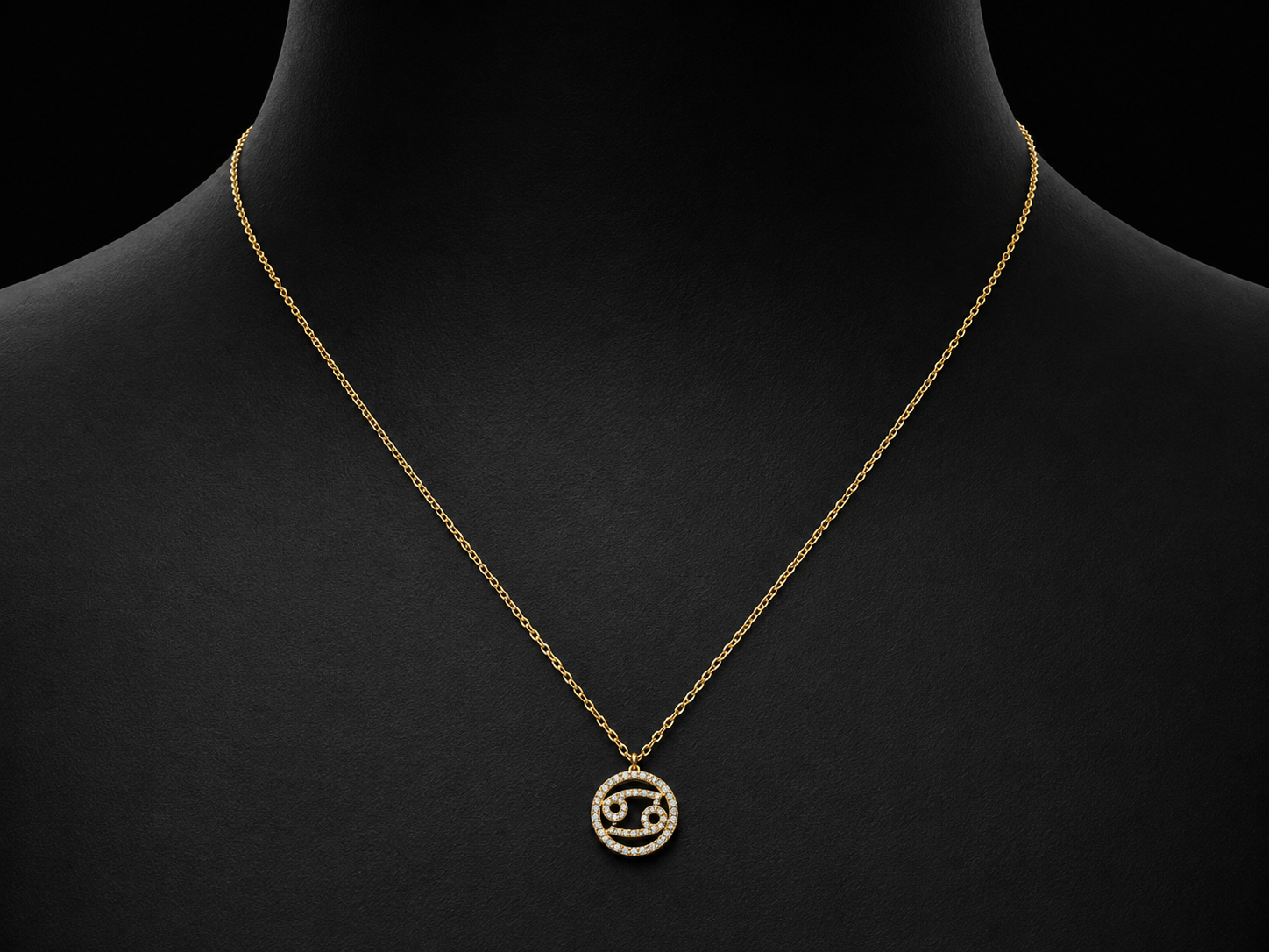 14K Yellow Gold Cancer Zodiac Natural Diamond Necklace – 0.15 CT Angelica Jewellers